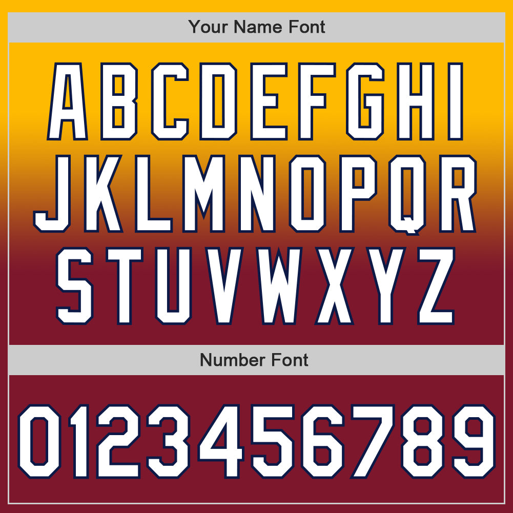 Custom Gold White Crimson-Navy Authentic Fade Fashion Baseball Jersey