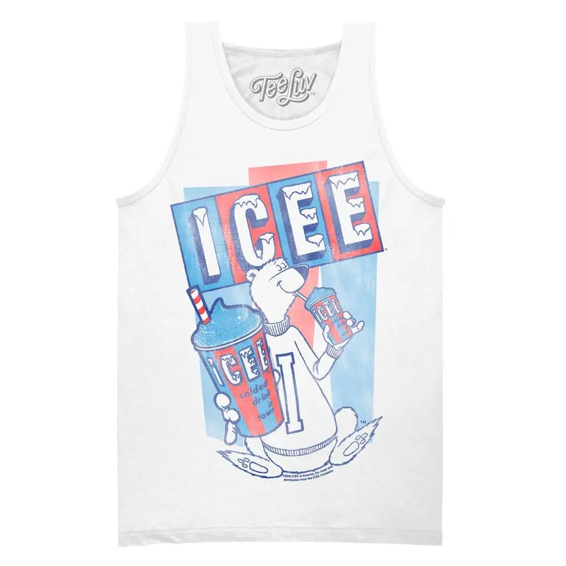 Faded ICEE Retro Logo Tank Top - White T-Shirts, Hoodie, Sweatshirt | InkThreadWorks.com