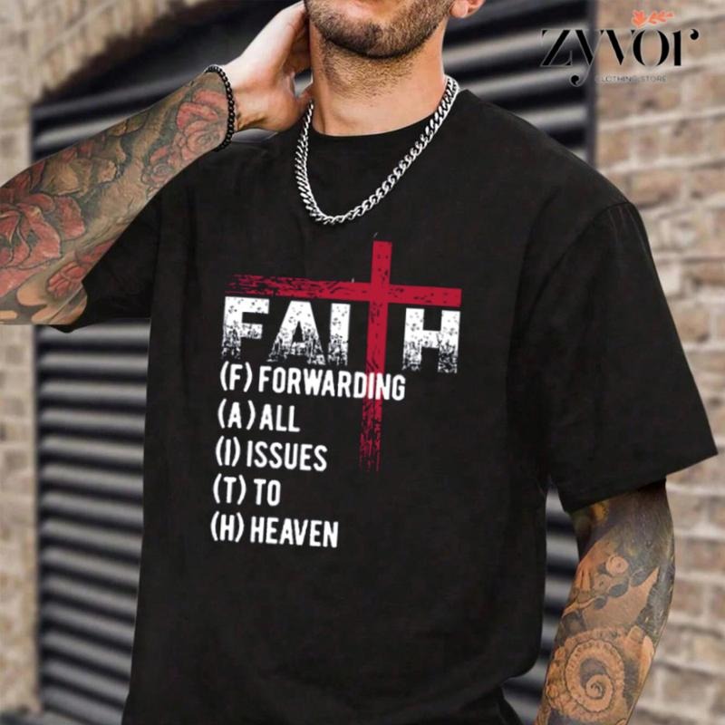 Faith Forward All Issues To Heaven Christian T-Shirt Casual Style Crew Neck Short Sleeve T-Shirt Tops Trendy for Unisex...