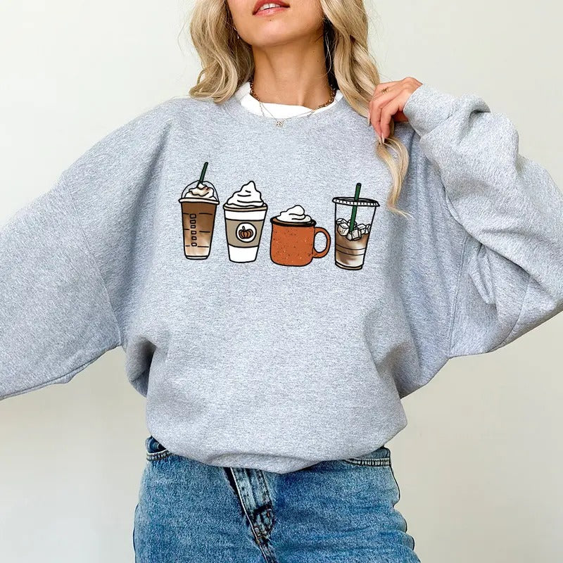 Fall Coffee Sweatshirt, Unisex Fall Pullover, Pumpkin Spice Sweatshirt, Cute Fall Sweater, Womens Fall Fashion Sweater,...
