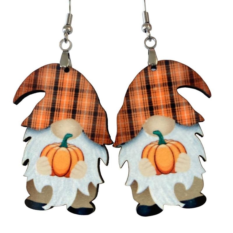 Fall Pumpkin Gnome Earrings T-Shirts, Hoodie, Sweatshirt | InkThreadWorks.com