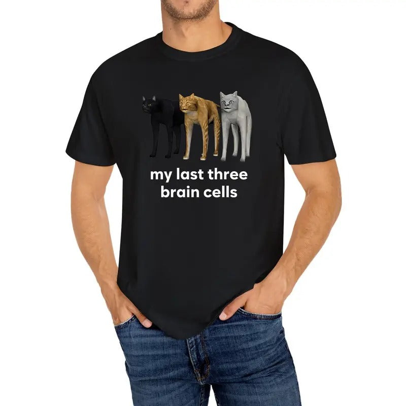 Cotton Novelty T-Shirt for Men and Couples - Crew Neck, Short Sleeve, Knit Fabric, Casual Fit - Humorous Cat Graphic Tee for Hiking, Sports, Weekend Wear - Spring/Summer/Fall Season Made in USA