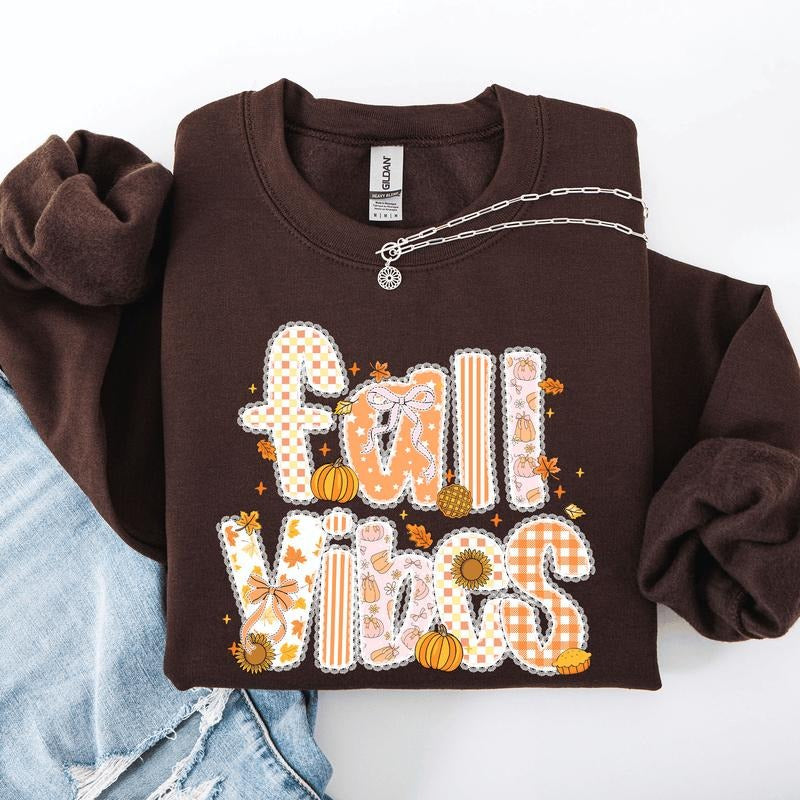 Fall Vibes, Patterns, Halloween, Pumpkin, Autumn Sweatshirt T-Shirts, Hoodie | InkThreadWorks.com