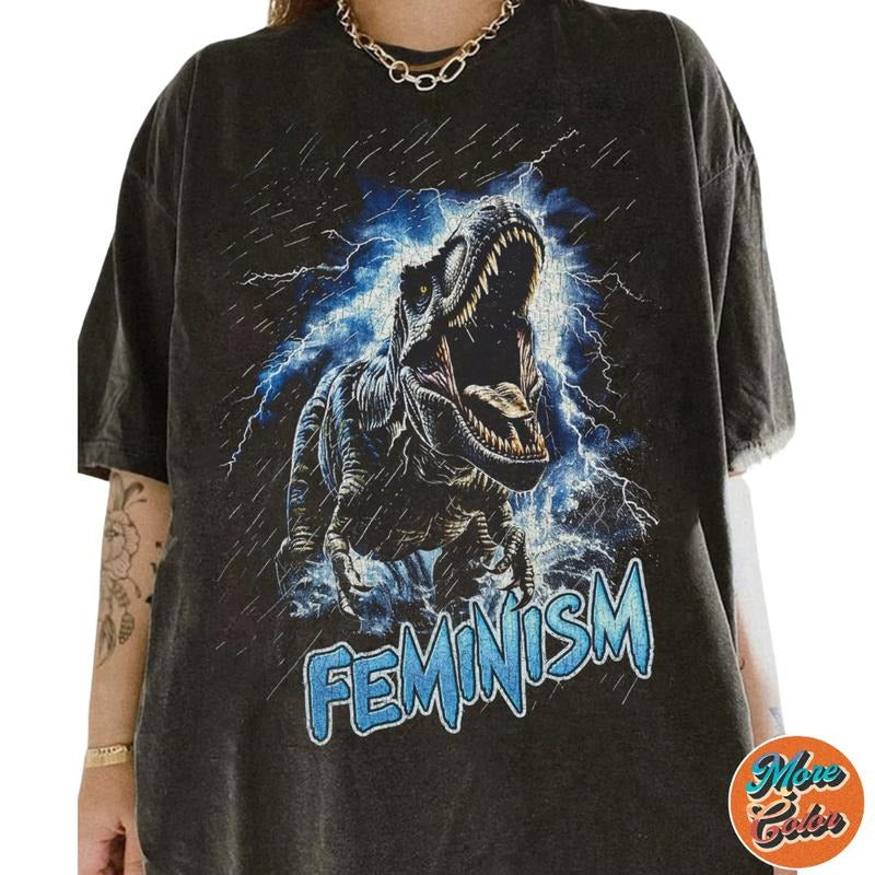 Feminism Tyrannosaurus Rex Dinosaur Movie Shirts, Cotton Unisex T-shirt, Crew Neck, Size S- 3XL, Menswear Top, Womenswear Top Underwear Streetwear