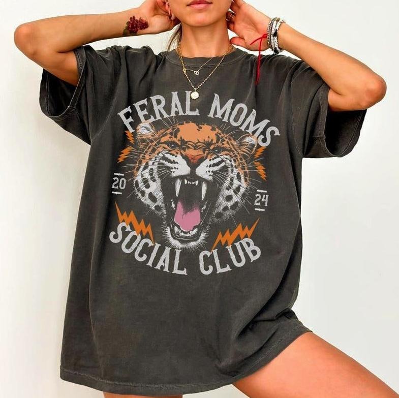 Feral Moms Social Club Shirt, Vintage Graphic Tee, Feral Mom Gift, Somebody's Feral Wife, Mom Life Tshirt, Trendy Mom Apparel