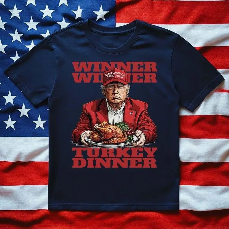 Festive Funny Truump Thanksgiving Tshirt, Truump Winner Winner Turkey Dinner, Unisex Softstyle T-Shirt, Trump Won Again...