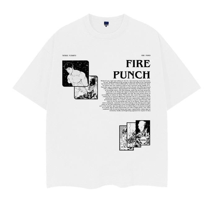 Fire Punch "Synopsis" Heavyweight Vintage Tee 100% Cotton OVERSIZED Anime T-shirt Menswear Top Casual Streetwear White Crewneck Overshirt Tshirt