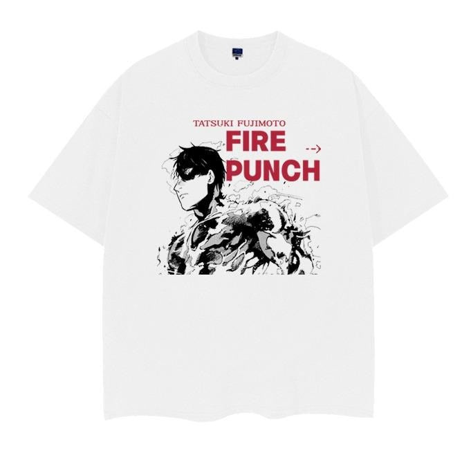 Fire Punch "Tatsuki Fujimoto" Heavyweight Vintage Tee 100% Cotton OVERSIZED Anime T-shirt Menswear Top Casual Streetwear White Crewneck