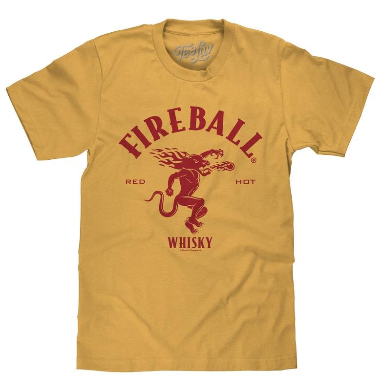 Fireball Whisky Red Hot Dragon Logo T-Shirt - Mustard Yellow