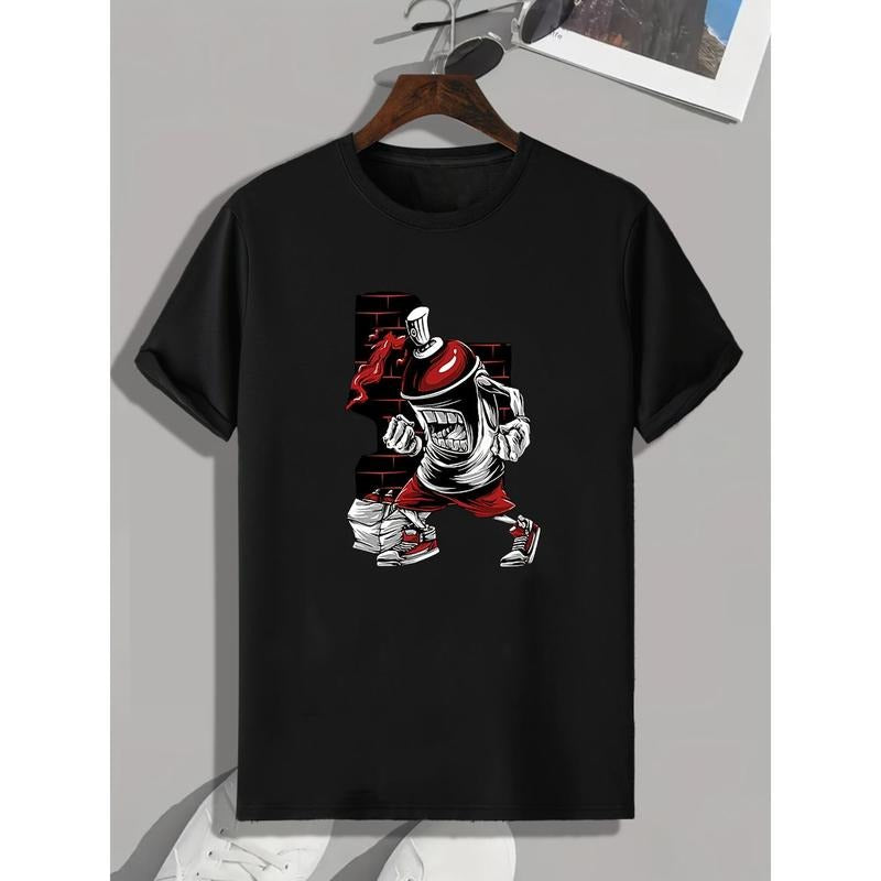 Firefighter's Graphic Tee - Men's Casual Comfy Summer T-Shirts with Fun Print Design - Breathable, Soft, and Relaxed Fit Clothing for Guys Made in USA