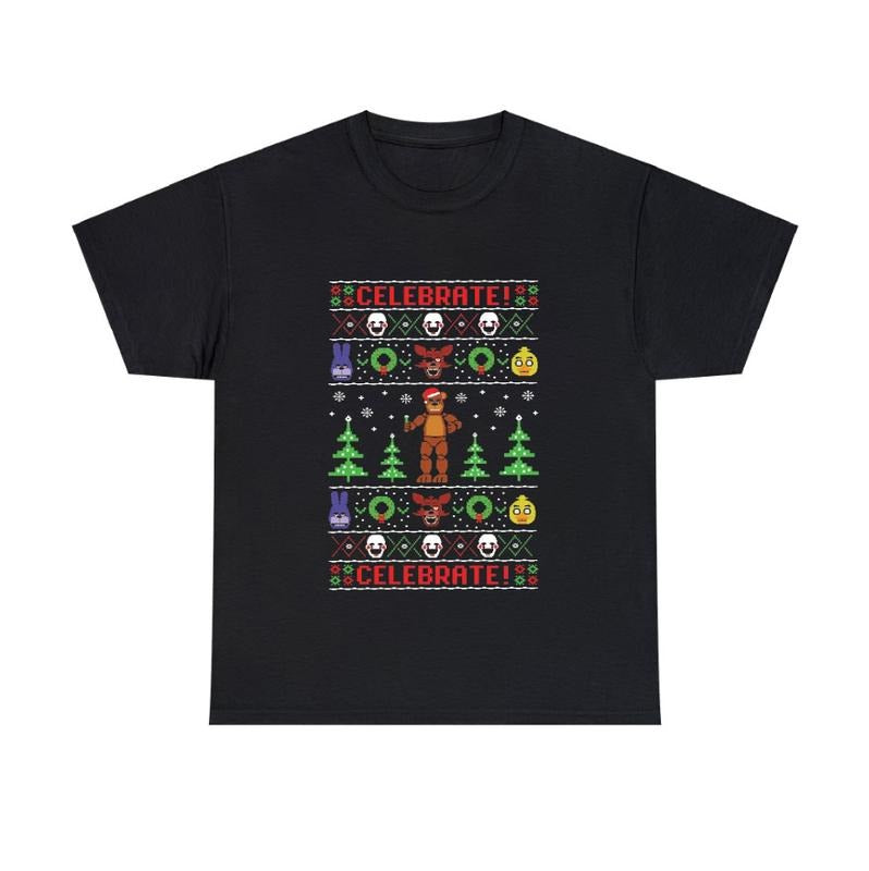 Five Nights At Freddy's Ugly Holiday T-Shirt Gaming Fan Graphic Tee