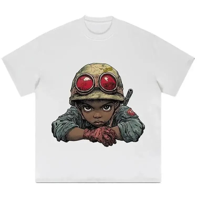 Flame Boy Graphic Print Cotton T-Shirt Top