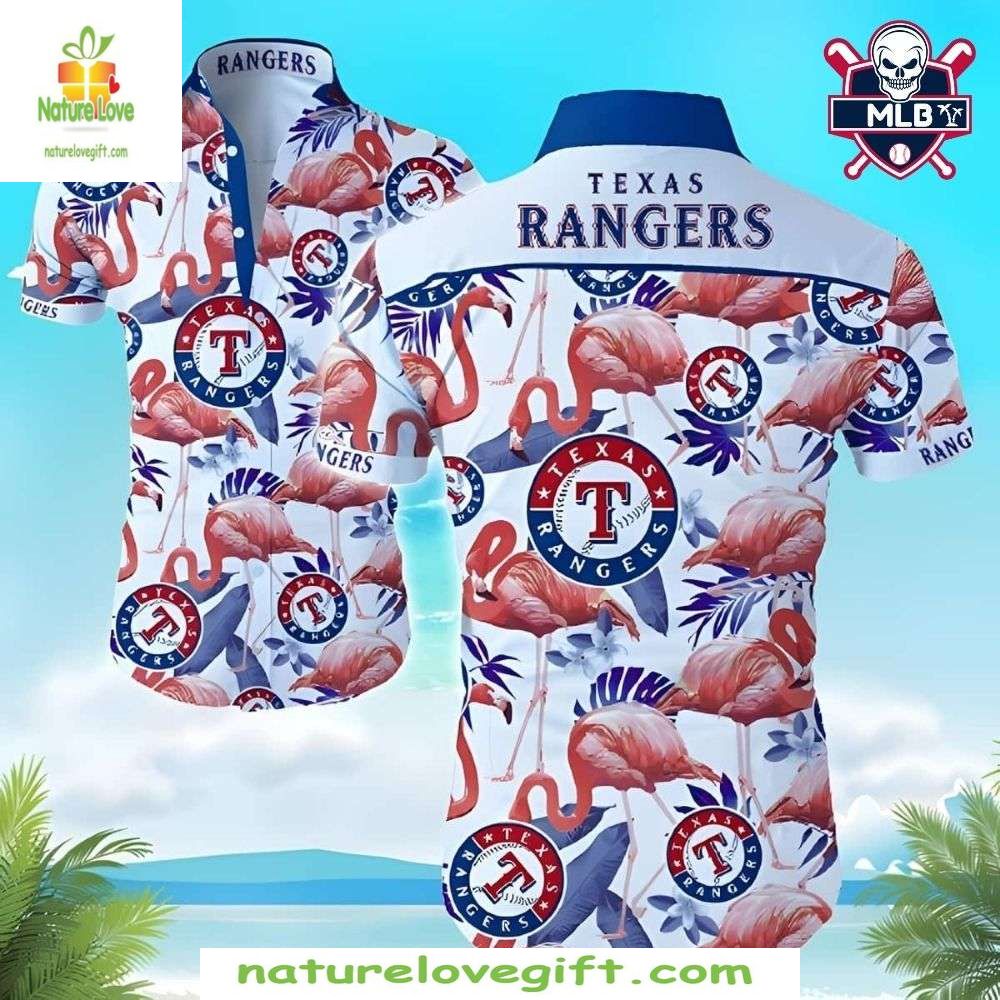 Texas Rangers Hawaiian Shirt Flamingo Breeze MLB Aloha Baseball Apparel