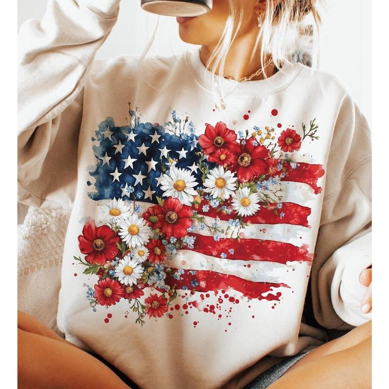 Floral American Flag Shirt, 4th of July Tee, America , Patriotic Design, Coquette 4th Of July , Retro 4th of July Designs