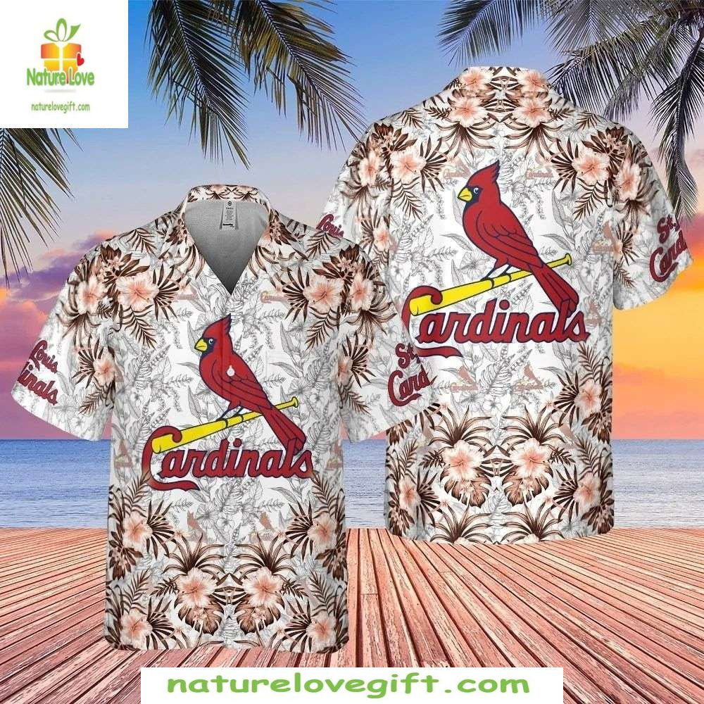 St Louis Cardinals Hawaiian Shirt Floral Flight White MLB Baseball Aloha Shirt