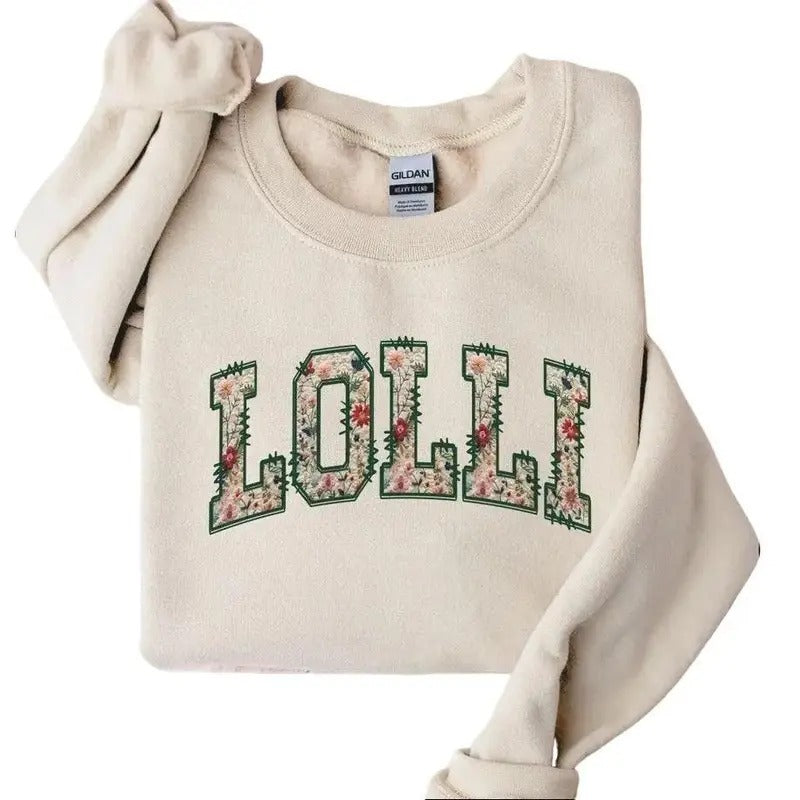 Floral Lolli Grandma Sweatshirt Crewneck, Christmas Gifts, Mothers Day Gift for Lolli Grandma T-Shirts, Hoodie