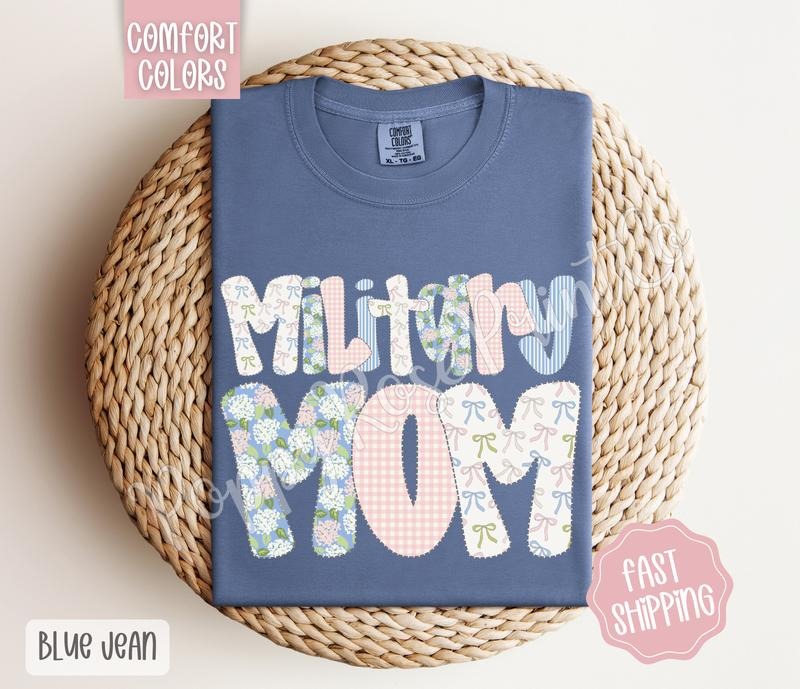 Floral Military Mom Comfort Colors Shirt, Cute Spring Mama Tshirt, Coquette Flower Tee Hoodie, Sweatshirt