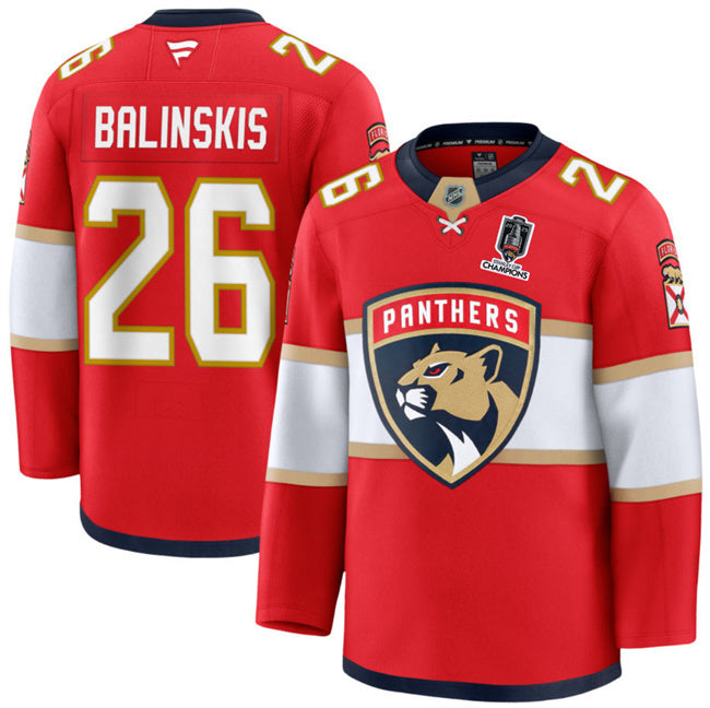 Florida Panthers #26 Uvis Balinskis Red Home 2025 Stanley Cup Champions Patch