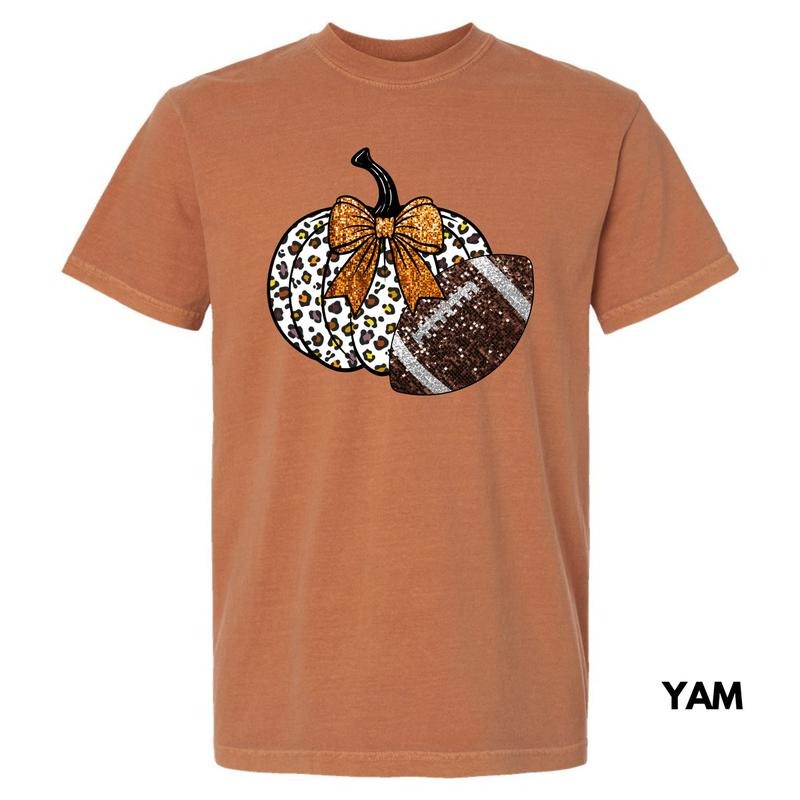 Football & Pumpkin FAKE Glitter Comfort Colors T-Shirt 'NLB' Hoodie, Sweatshirt | InkThreadWorks.com
