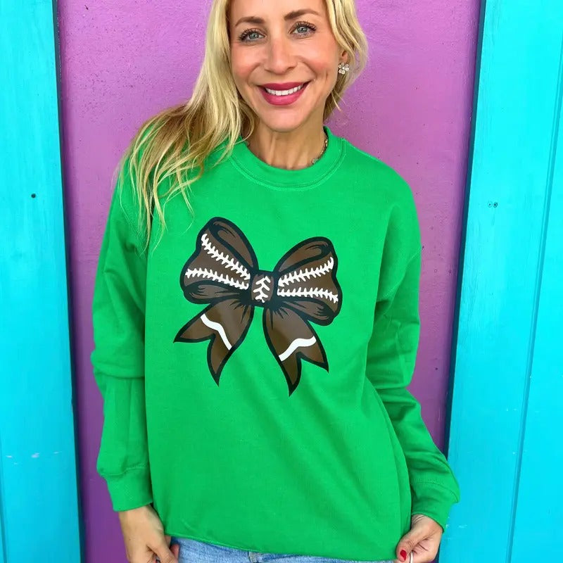 Football Green Bow Sweatshirt T-Shirts, Hoodie | InkThreadWorks.com