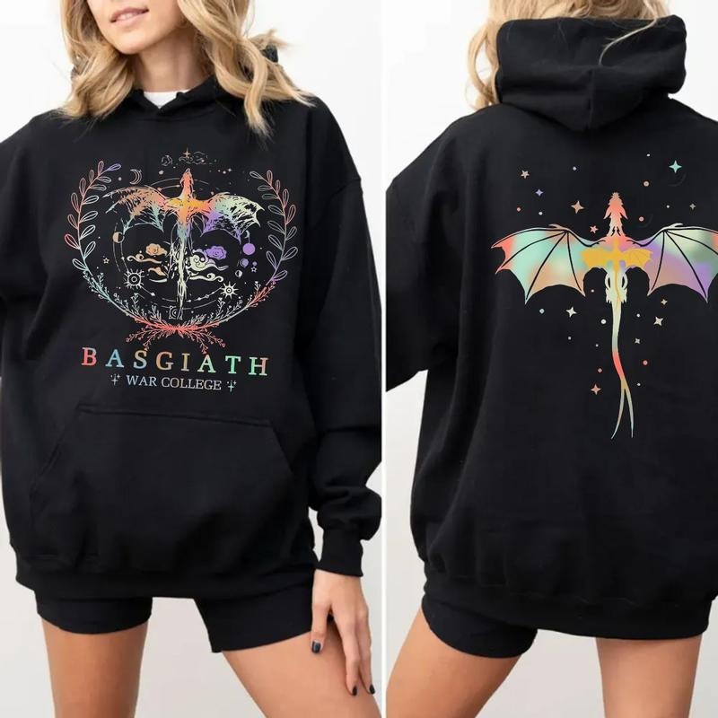 Fourth Wing Double Sided Sweatshirt Hoodie, Basgiath War College Shirt, War College Gift Daily Outfit,Casual Clothing,...