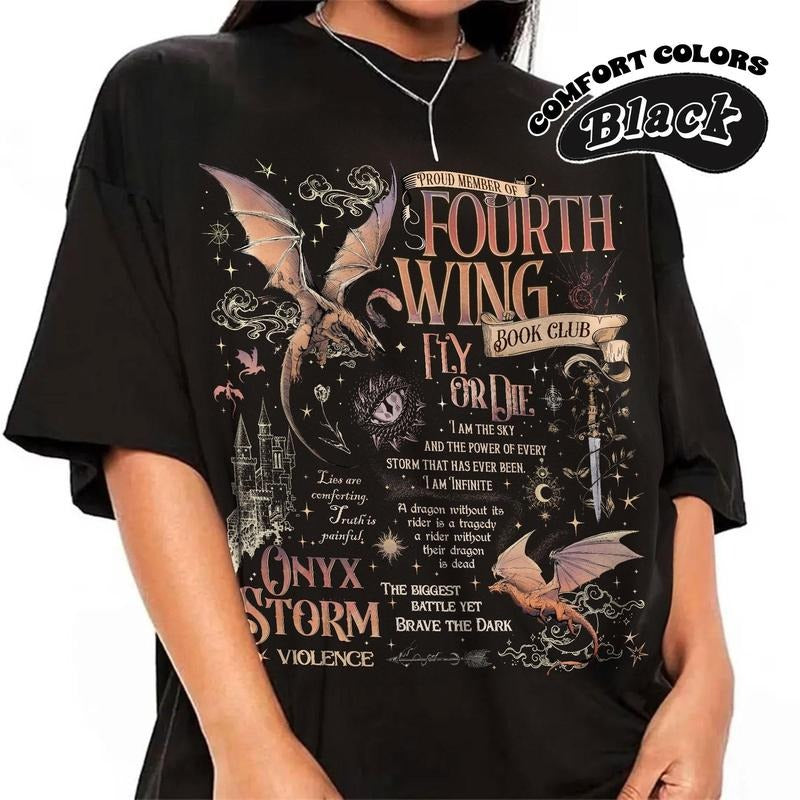 Fourth Wing T-Shirt | Dragon Rider Shirt | Basgiath War College | Violet Sorrengail | Violent Little Thingstyle{n002}2...