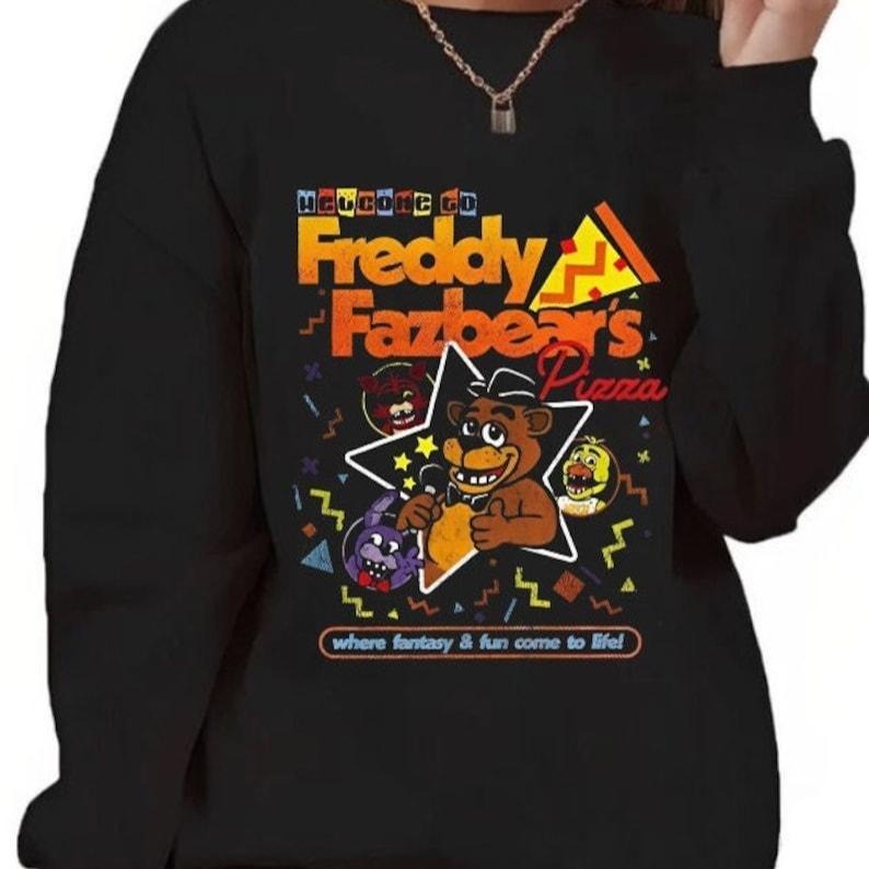 Freddy's Fright Night Sweatshirt Vintage Gaming Halloween Graphic Pullover casual hoodie