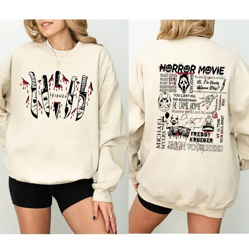 Friends Halloween Shirt, Spooky Halloween Shirt, Halloween Friends Sweatshirt, Halloween Horror, Scary Movie T-Shirt Womenswear Hoodie