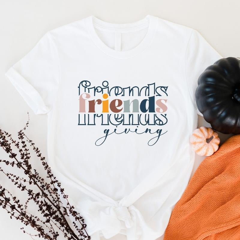 Friendsgiving T-Shirt, Matching Thanksgiving Friends Shirts, Best Friends Thankful Festival Gift Tee, Turkey Day Short...