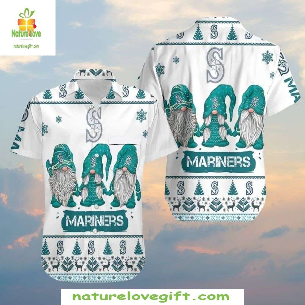 Seattle Mariners Hawaiian Shirt Frosty Gnome Winter Baseball Apparel