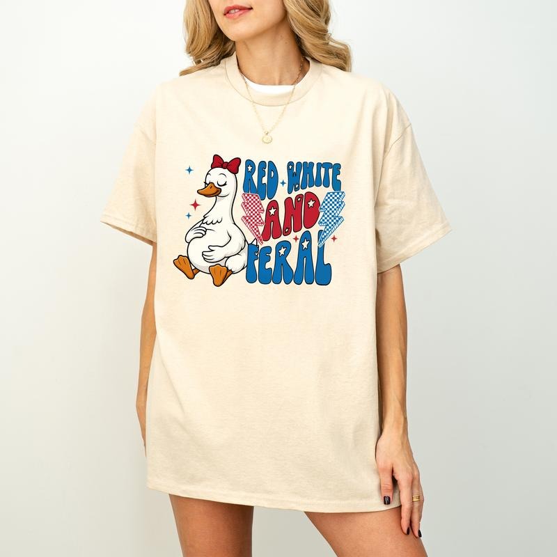 Funny 4th of July Shirt, Feral Raccoon Tee Shirt Feral Girl, Red White and Feral Shirt, Independence Day, America Shirt...