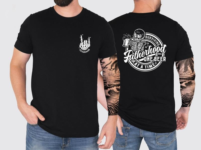 Funny Fatherhood Tshirt, Dad Tee, Happy Fathers Day Shirt, Gift For Dad, Dad Joke Shirt, Trendy Back And Front Shirt, Skeleton Dad Shirt, Unisex T-Shirt, Gifts For Friend, Short Sleeve Tee Shirt, Gifts For Birthday Fathers Day Christmas