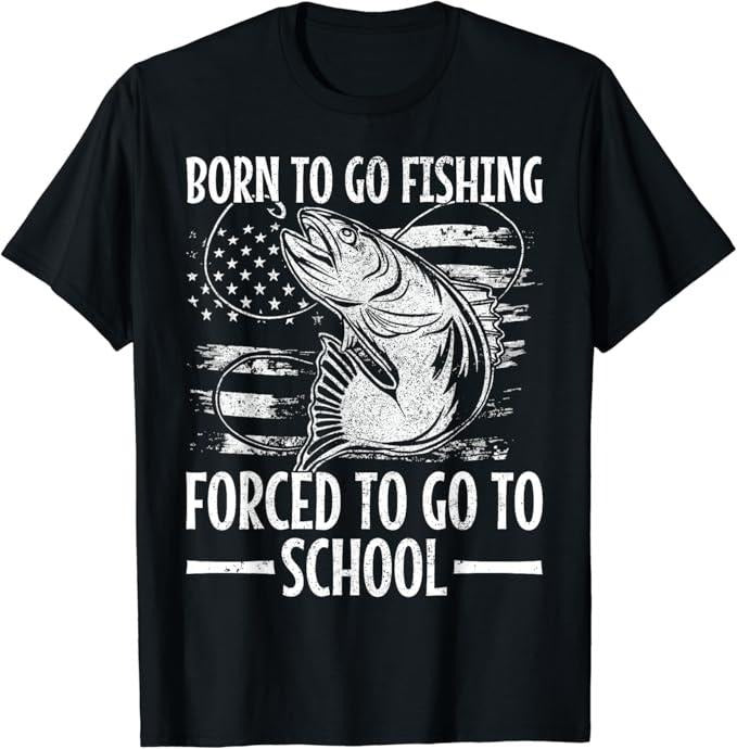 Funny Fishing Shirts, Born To Go Fishing Bass Fish Fisherman Funny Fishing T-Shirt Cotton Fashion Casual Classic