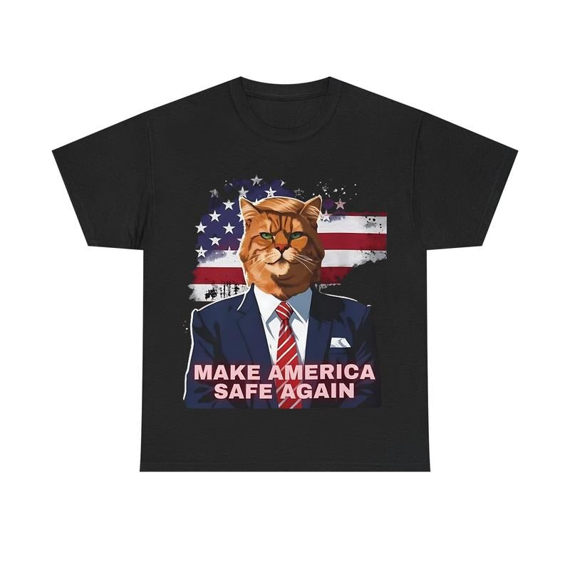 Funny Meme Cat "MAke America Safe Again" Graphic Shirt