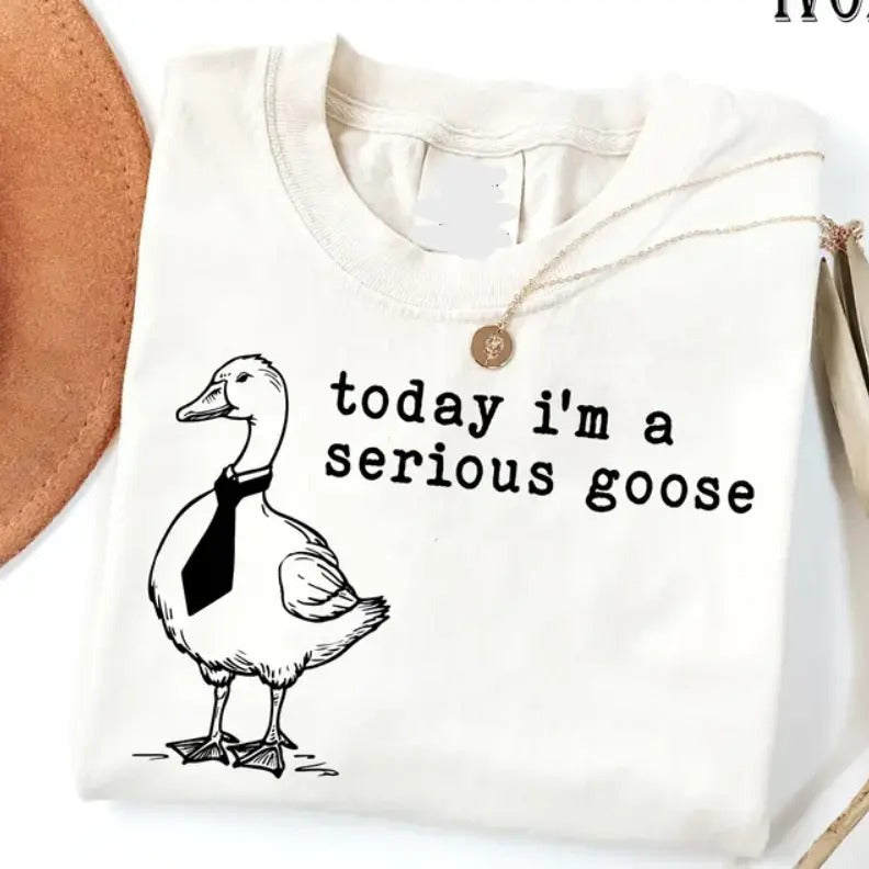 Funny Shirt, Today I'm a Serious Goose Tshirt, Funny Silly Shirt, Funny Goose Shirt Hoodie, Sweatshirt | InkThreadWorks.com