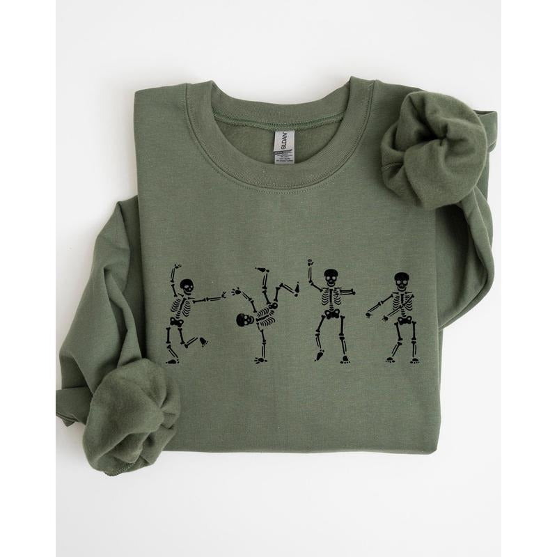 Funny Skeletons, Dance, Ghost, Witch, Skull, Spooky, Aesthetic, Meme, Halloween, Costume Sweatshirt