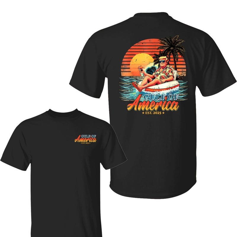 Funny Trump Gulf Of Us America Est 2025 Trum Merchandise T-Shirt, Maga Shirt, Summer Outfits, Gulf Of Us America Tee Casual Cotton Top Gifts for Trump Supporter