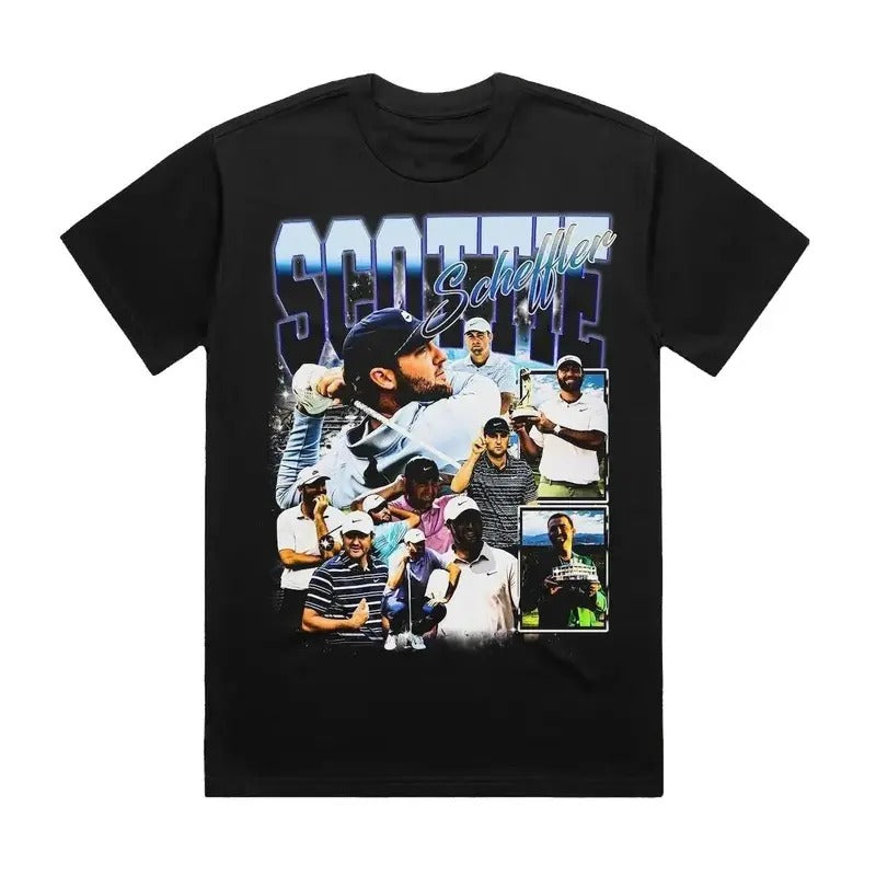 GILDAN Bootleg Vintage 90s Style Scottie Scheffler T-Shirt for Men - Classic Cotton Fabric Casual Top - Tee, Medium