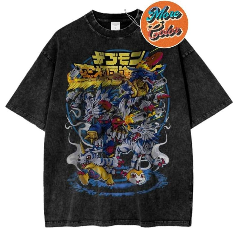 Gabumon Evolutions Digimon Anime Vintage Shirts, Cotton Unisex T-shirt, Crew Neck, Size S- 3XL, Menswear Top, Womenswear Top Underwear Streetwear