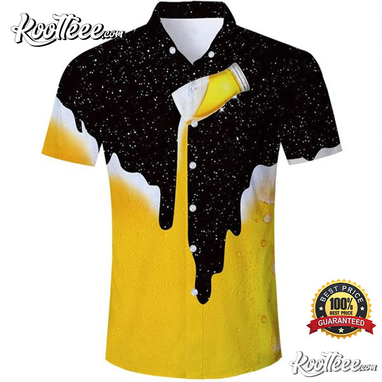Galaxy Pouring Beer Funny Hawaiian Shirt