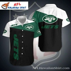 Game Day Contrast NY Jets Hawaiian Shirt - Jets Bicolor Aloha Shirt