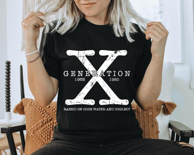 Gen X Unisex Shirt - Distressed Generation X Raised on Hose Water and Neglect T-Shirt Hoodie, Sweatshirt | InkThreadWorks.com