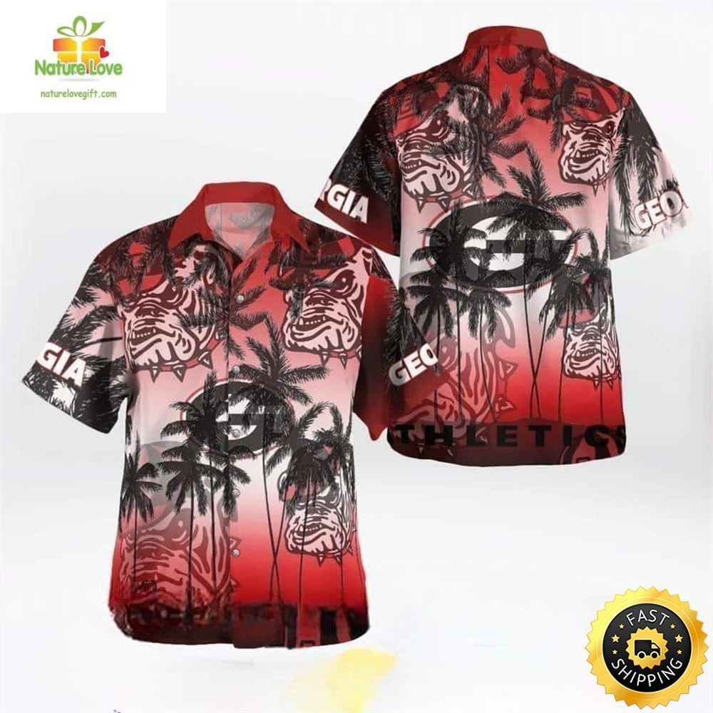 Georgia Bulldogs Hawaiian Shirt NCAA UGA Palm Tree