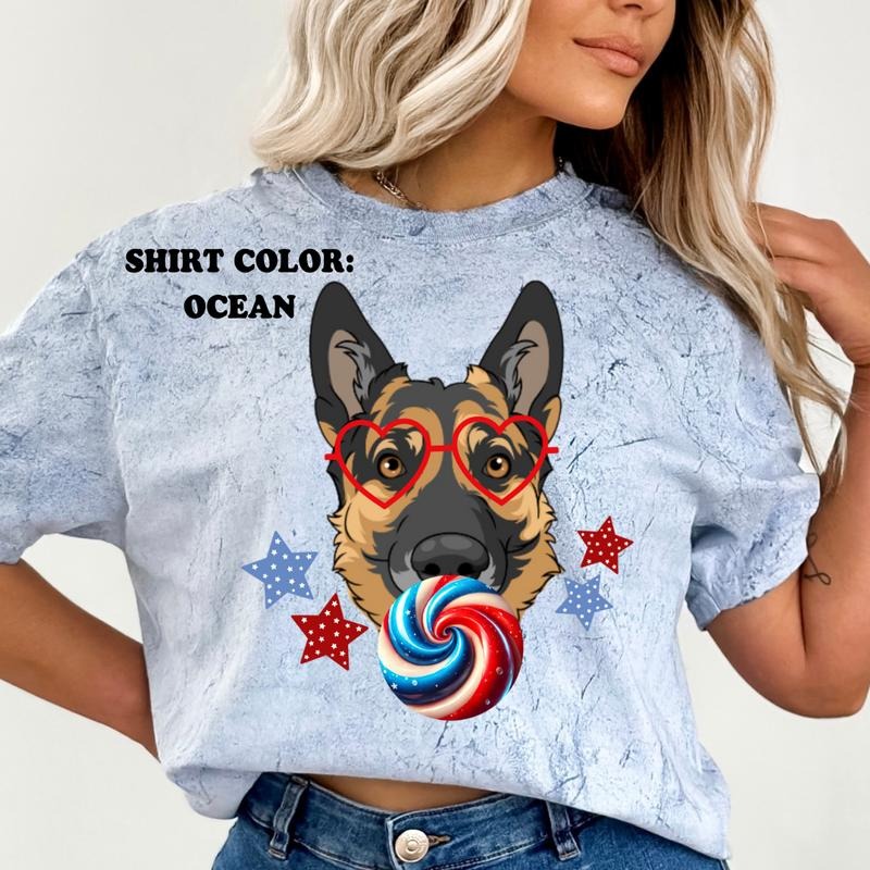 German Shepherd July 4th Dog Shirt ~ Unisex Apparel Relaxed Fit Printed In The USA Clothing Womenswear Casual Comfort...