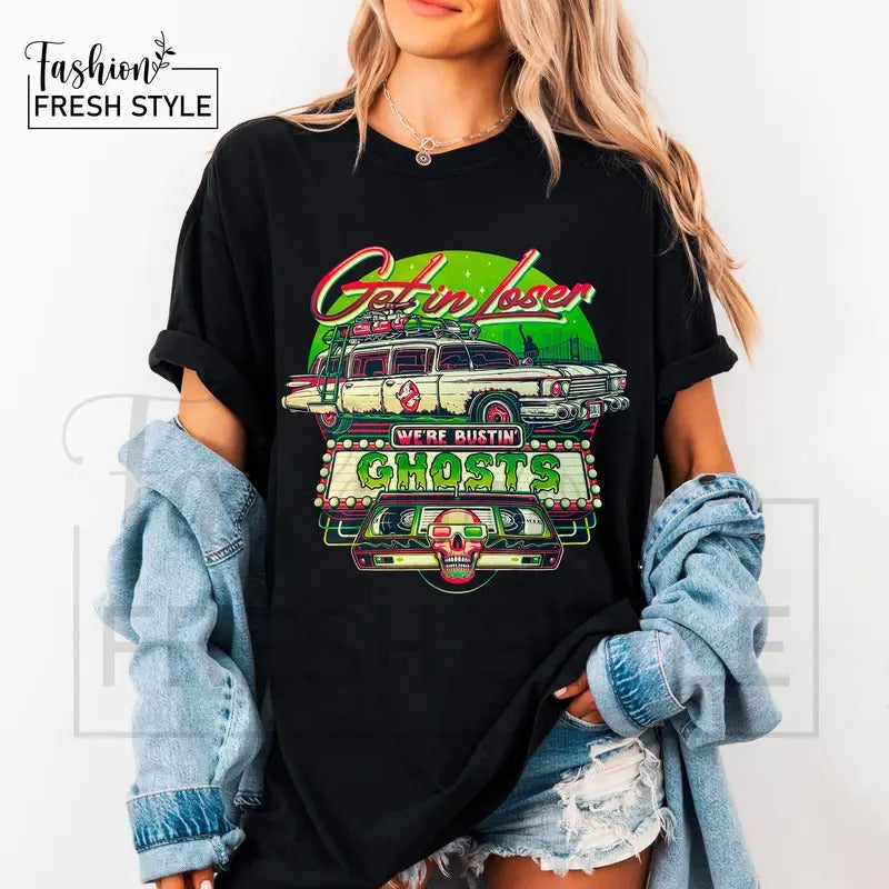 Get In L0ser We Are Bustin Ghost T-shirt, Vintage Adult Graphic Tee, Halloween shirt, Gift For Friend, Movie Shirt