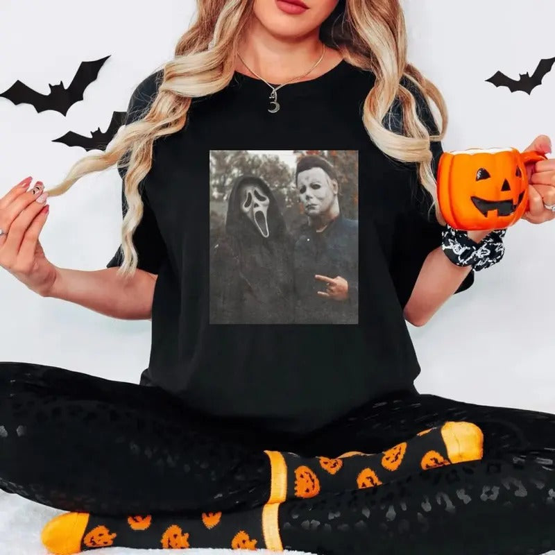 Gh0stface Scream Halloween Heart Hands Shirt, Scream Movie Shirt, Scream Merch, Halloween Gifts, Unisex Short Sleeve Tee Shirt, Casual Clothing