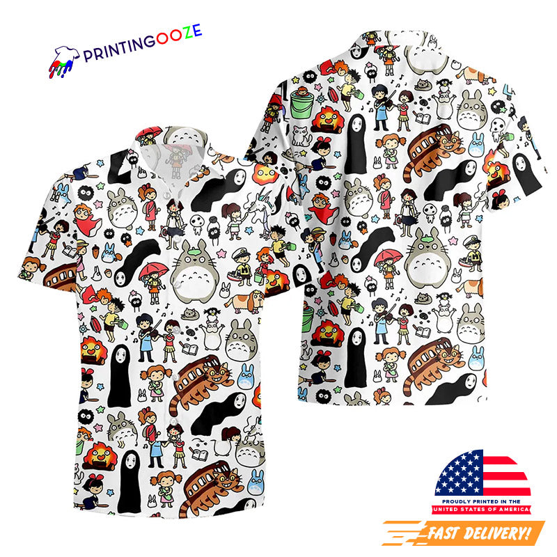 Ghibli Characters Doodle Hawaiian Shirt