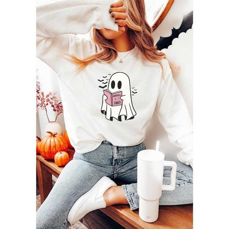 Ghost Reading Smut, Ghost Book Sweatshirt, Bookish Spooky Season, Funny Halloween Crewneck, Booktok T-shirt, sweater and...