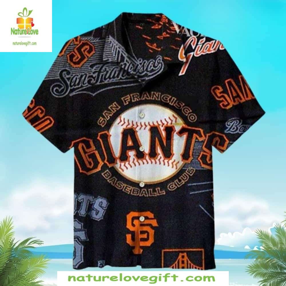 MLB Hawaiian Shirt Black Orange Diamond Giants Baseball Club Apparel