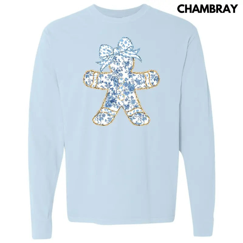 Gingerbread Chinoiserie Long Sleeve Comfort Colors T-Shirt 'NLB' Hoodie, Sweatshirt | InkThreadWorks.com